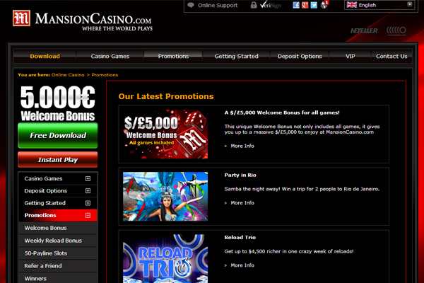 Mansion Casino screen shot