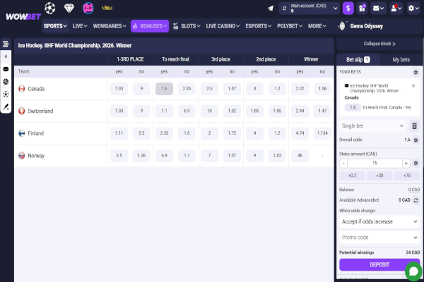 WowBet screen shot